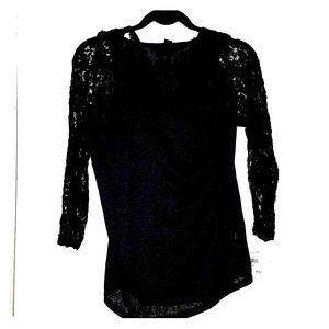 Decoded Juniors Black Lace Hoodie Top